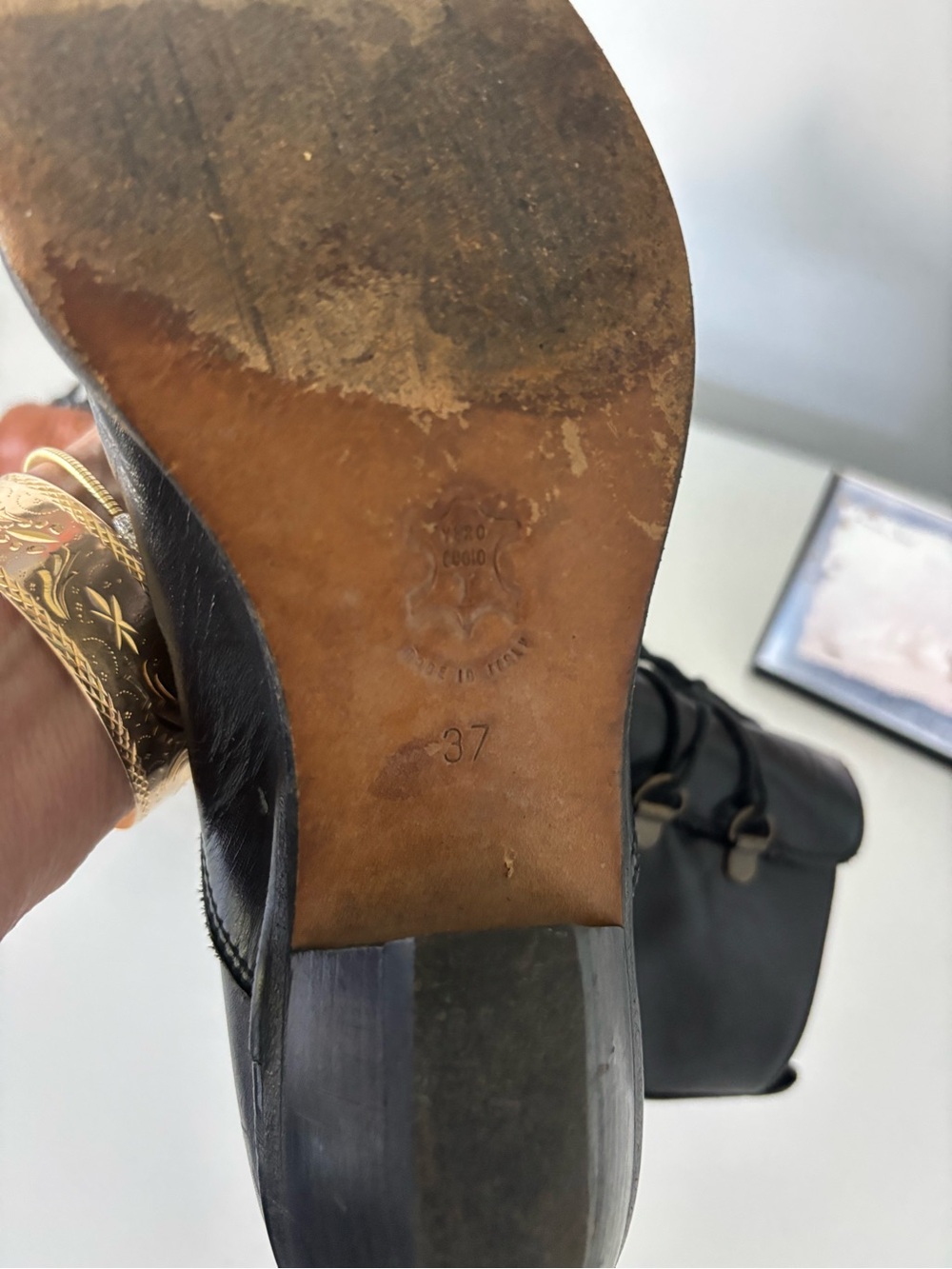 Black Leather Lace-Up Western Ankle Boots - Picture 5 of 5